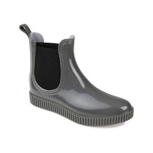 JOURNEE COLLECTION Womens Gray Back Foam Drip Almond Platform Rain Boots 8